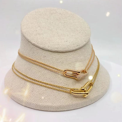 [Lumi Jewelry]HARDWEAR GOLD DOUBLE LINK NECKLACE