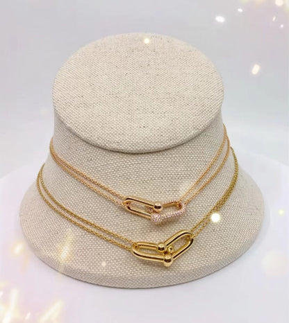 [Lumi Jewelry]HARDWEAR GOLD DOUBLE LINK NECKLACE