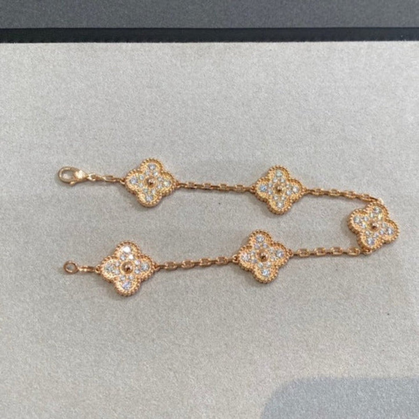 [Lumi Jewels]CLOVER 5 MOTIFS  FULL DIAMOND BRACELET