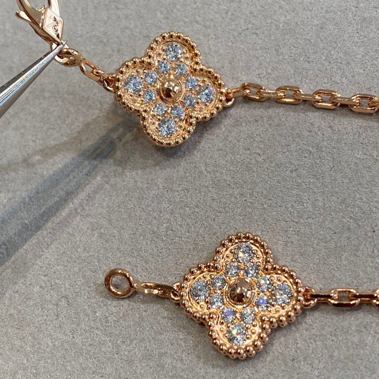 [Lumi Jewels]CLOVER 5 MOTIFS  FULL DIAMOND BRACELET