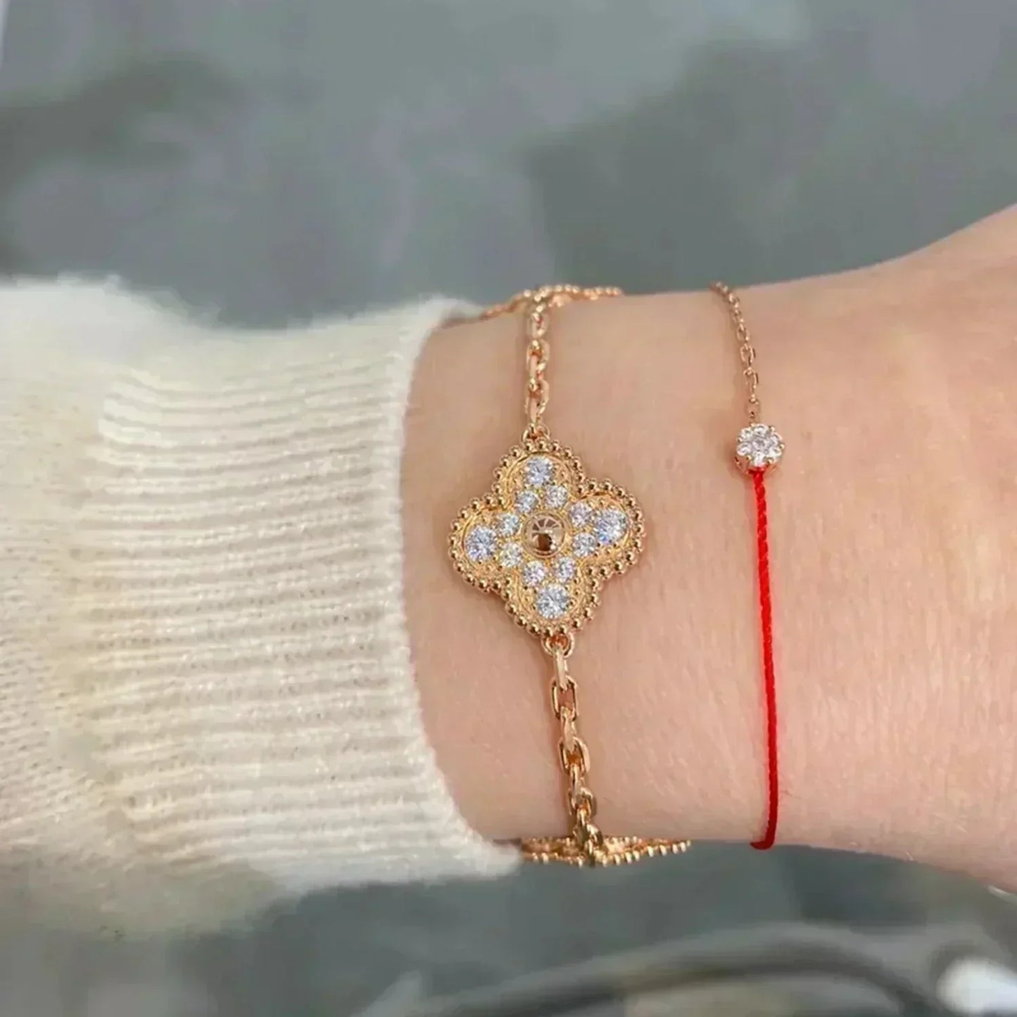 [Lumi Jewels]CLOVER 5 MOTIFS  FULL DIAMOND BRACELET