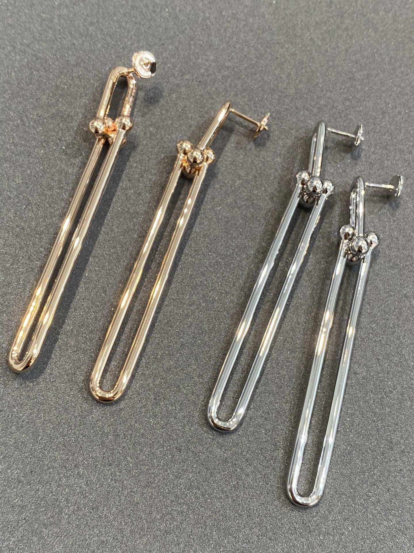 [Lumi Jewelry]HARDWEAR DOUBLE LONG LINK EARRINGS