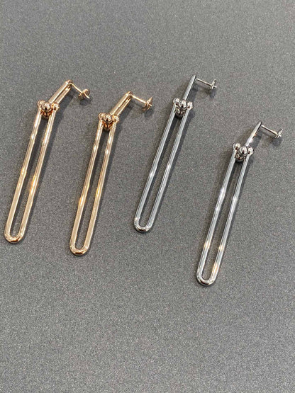 [Lumi Jewelry]HARDWEAR DOUBLE LONG LINK EARRINGS