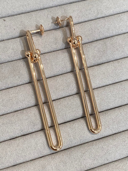 [Lumi Jewelry]HARDWEAR DOUBLE LONG LINK EARRINGS