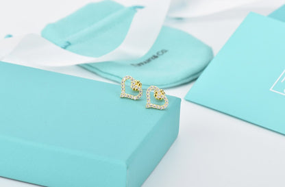 [Lumi Jewelry]OPEN HEART STUD DIAMOND EARRINGS