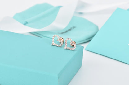 [Lumi Jewelry]OPEN HEART STUD DIAMOND EARRINGS