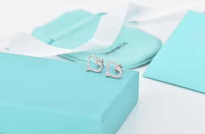 [Lumi Jewelry]OPEN HEART STUD DIAMOND EARRINGS