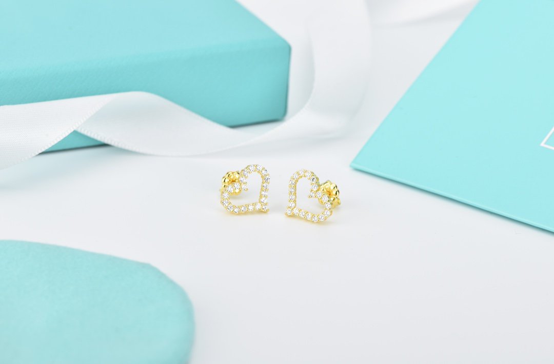 [Lumi Jewelry]OPEN HEART STUD DIAMOND EARRINGS
