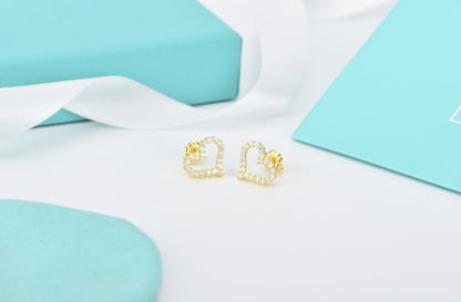 [Lumi Jewelry]OPEN HEART STUD DIAMOND EARRINGS
