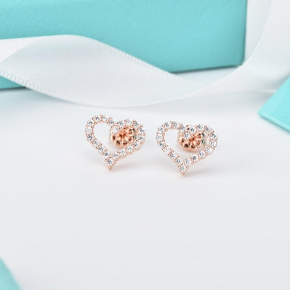 [Lumi Jewelry]OPEN HEART STUD DIAMOND EARRINGS