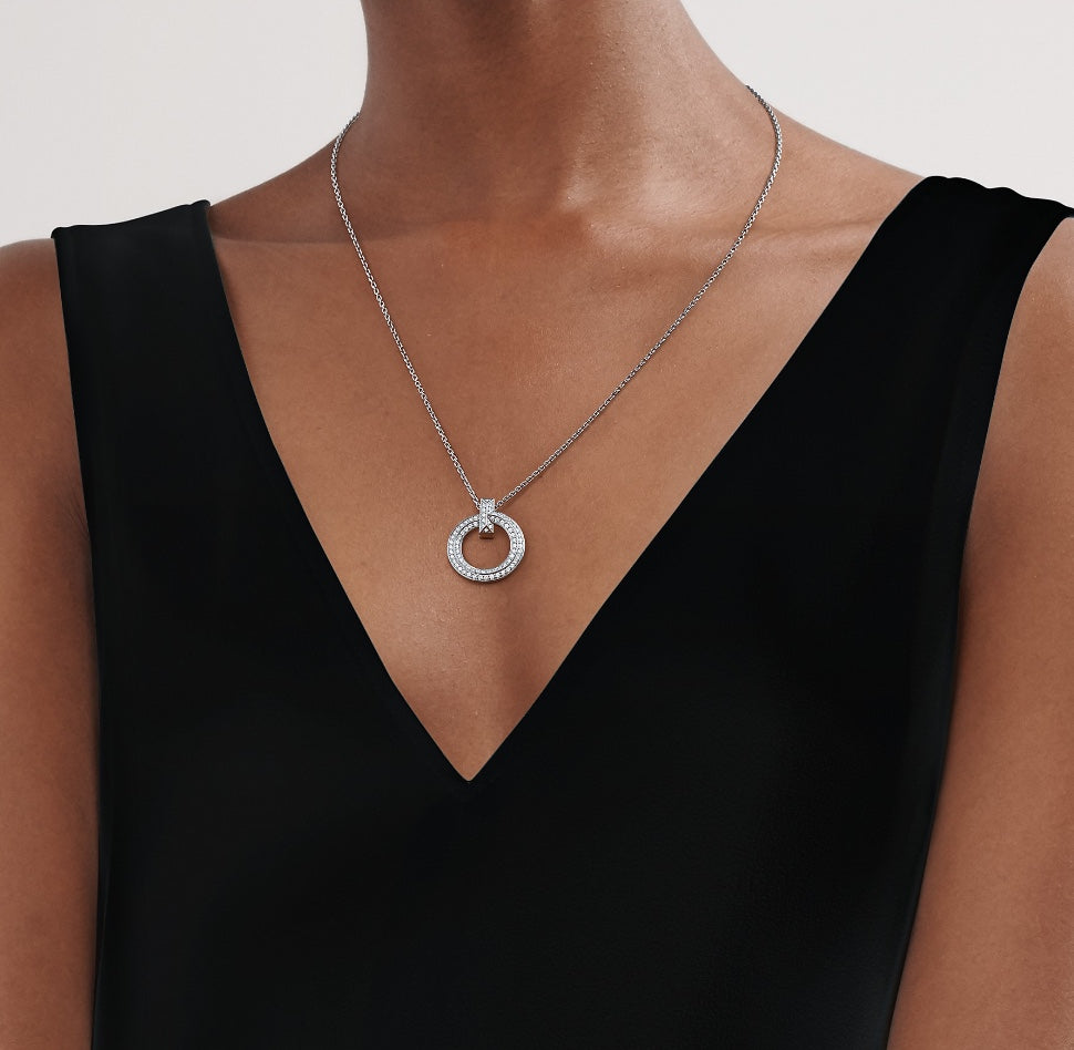 [Lumi Jewelry]T CIRCLE PEDANT DIAMOND NECKLACE