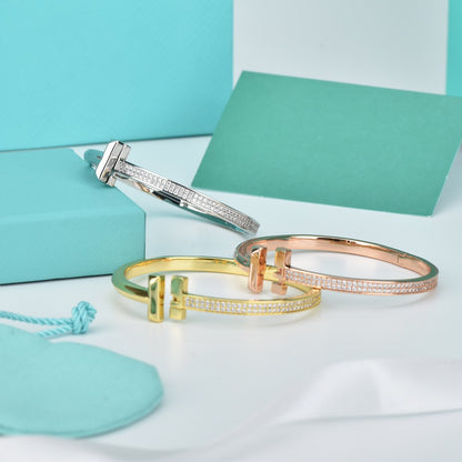 [Lumi Jewelry]WIDE DIAMONDS HINGED BANGLE