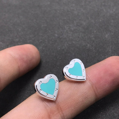 [Lumi Jewelry]HEART STUD SILVER EARRINGS