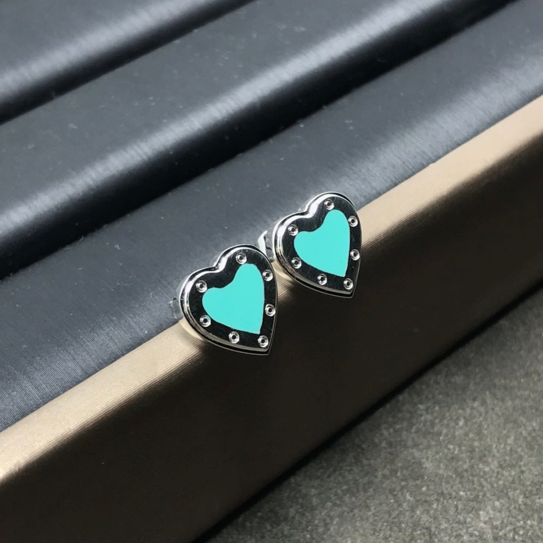 [Lumi Jewelry]HEART STUD SILVER EARRINGS