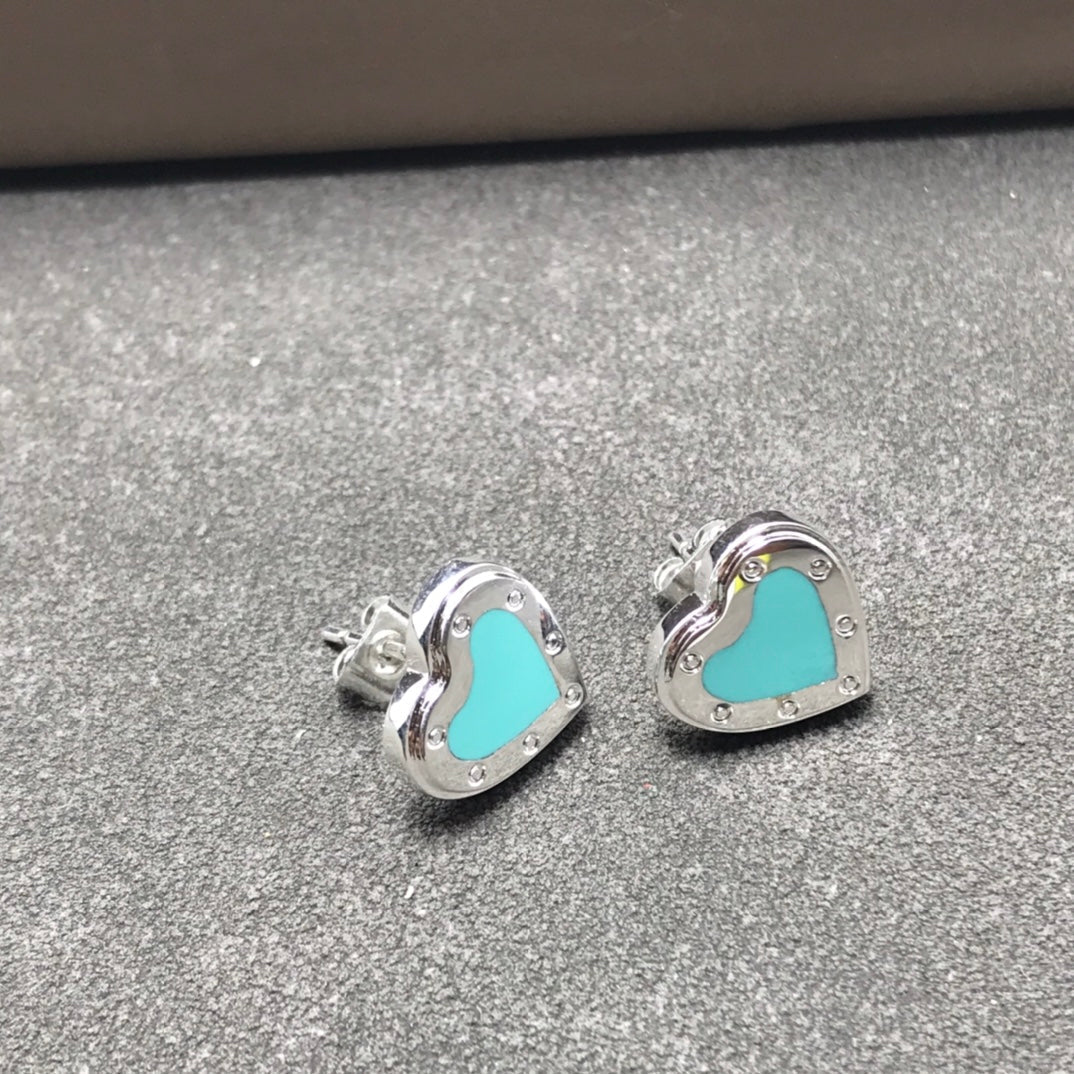 [Lumi Jewelry]HEART STUD SILVER EARRINGS