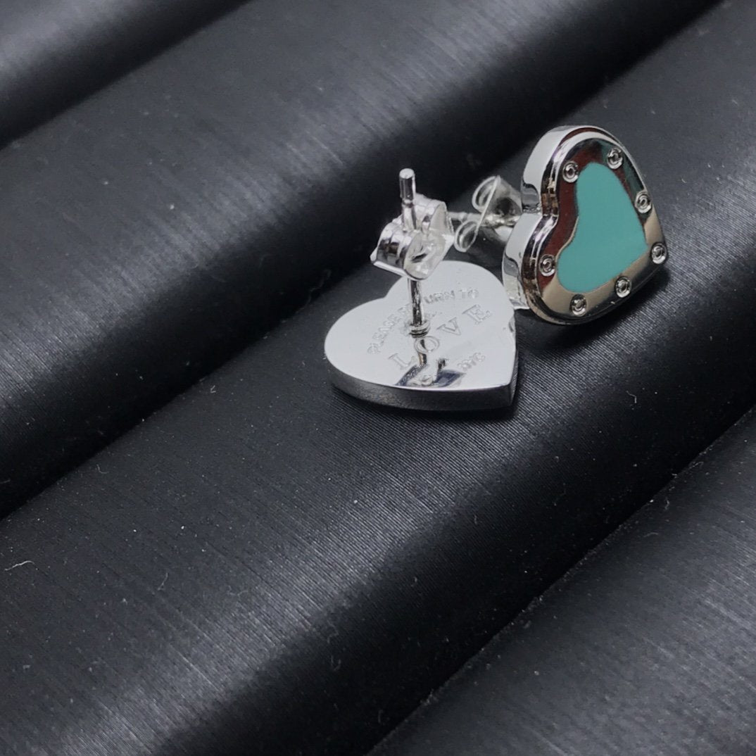 [Lumi Jewelry]HEART STUD SILVER EARRINGS