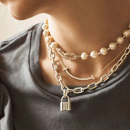 [Lumi Jewelry]HARDWEAR PEARL WRAP NECKLACE