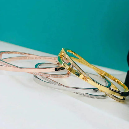 [Lumi Jewelry]NARROW HINGED BANGLEIN WITH DIAMONDS SMALL