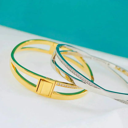 [Lumi Jewelry]NARROW HINGED BANGLEIN WITH DIAMONDS SMALL