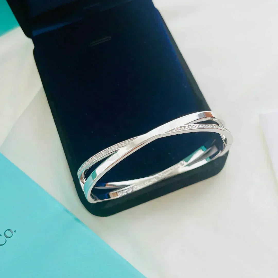 [Lumi Jewelry]NARROW HINGED BANGLEIN WITH DIAMONDS SMALL