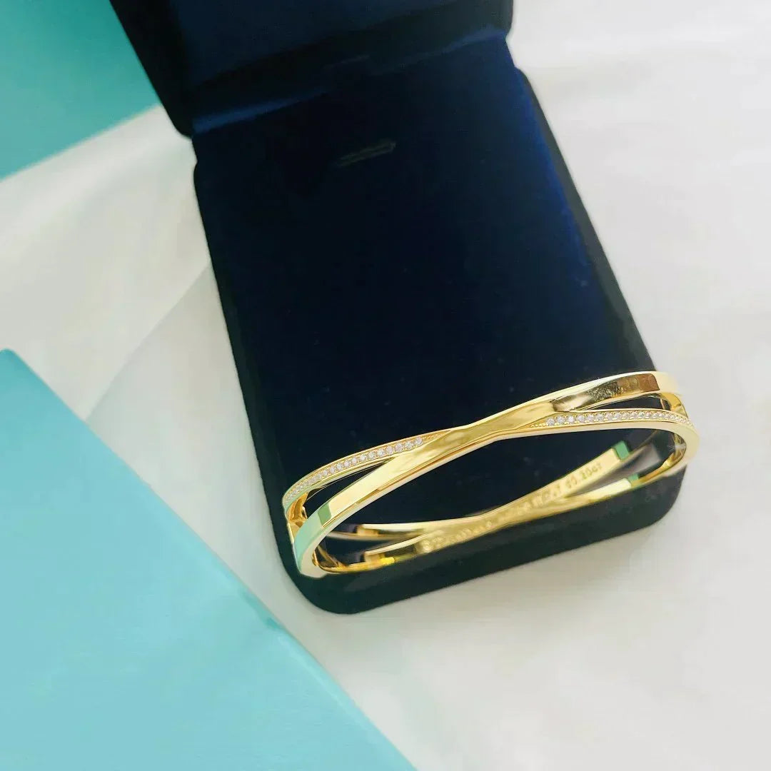 [Lumi Jewelry]NARROW HINGED BANGLEIN WITH DIAMONDS SMALL