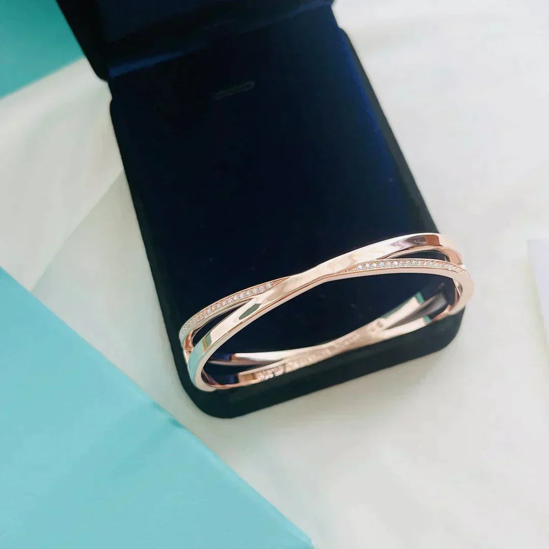 [Lumi Jewelry]NARROW HINGED BANGLEIN WITH DIAMONDS SMALL