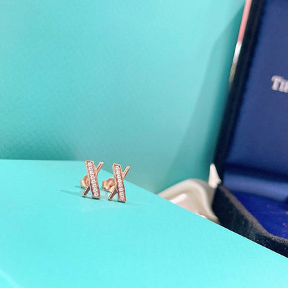 [Lumi Jewelry]X EARRINGS ROSE GOLD DIAMONDS