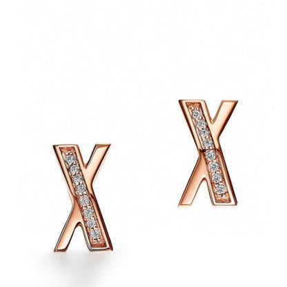 [Lumi Jewelry]X EARRINGS ROSE GOLD DIAMONDS