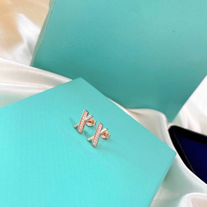[Lumi Jewelry]X EARRINGS ROSE GOLD DIAMONDS