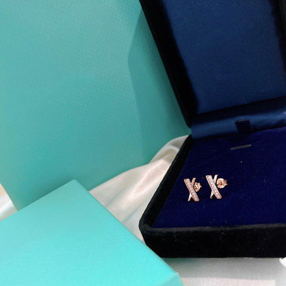 [Lumi Jewelry]X EARRINGS ROSE GOLD DIAMONDS