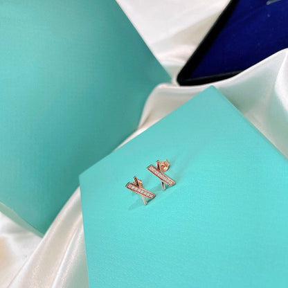[Lumi Jewelry]X EARRINGS ROSE GOLD DIAMONDS