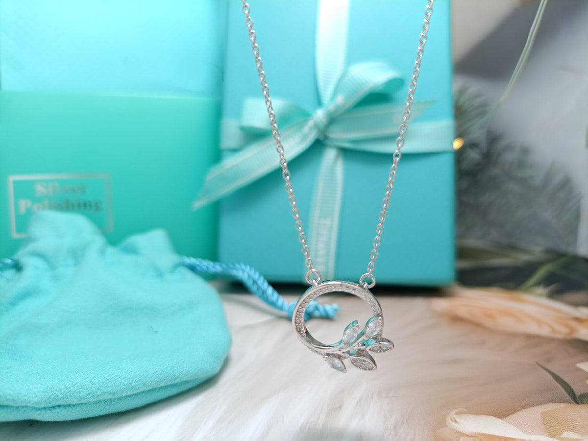 [Lumi Jewelry]DIAMOND VINE CIRCLE PENDANT PLATINUM NECKLACE
