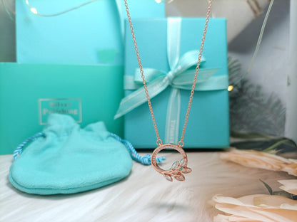 [Lumi Jewelry]DIAMOND VINE CIRCLE PENDANT PLATINUM NECKLACE