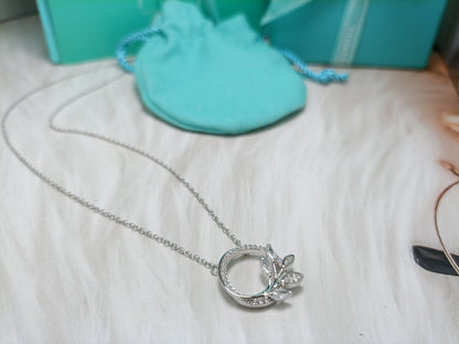[Lumi Jewelry]DIAMOND VINE CIRCLE PENDANT PLATINUM NECKLACE