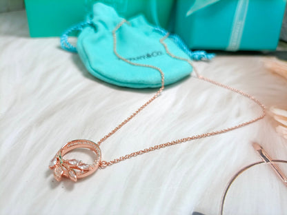 [Lumi Jewelry]DIAMOND VINE CIRCLE PENDANT PLATINUM NECKLACE