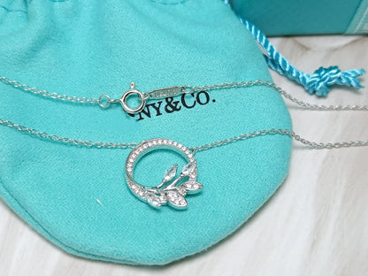 [Lumi Jewelry]DIAMOND VINE CIRCLE PENDANT PLATINUM NECKLACE