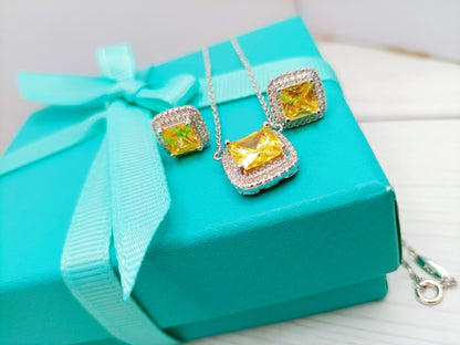 [Lumi Jewelry]SPARKLERS CITRINE GEMSTONE PENDANT NECKLACE STERLING SILVER