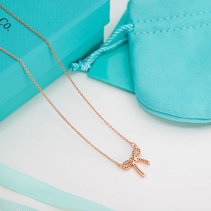 [Lumi Jewelry]RIBBON NECKLACE BOW PENDANT DIAMOND CHARM CHAIN