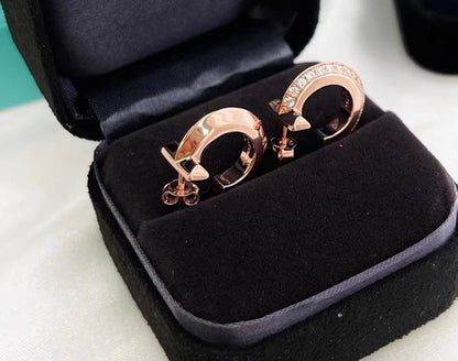 [Lumi Jewelry]HOOP EARRINGS IN ROSE GOLD WITH DIAMONDS