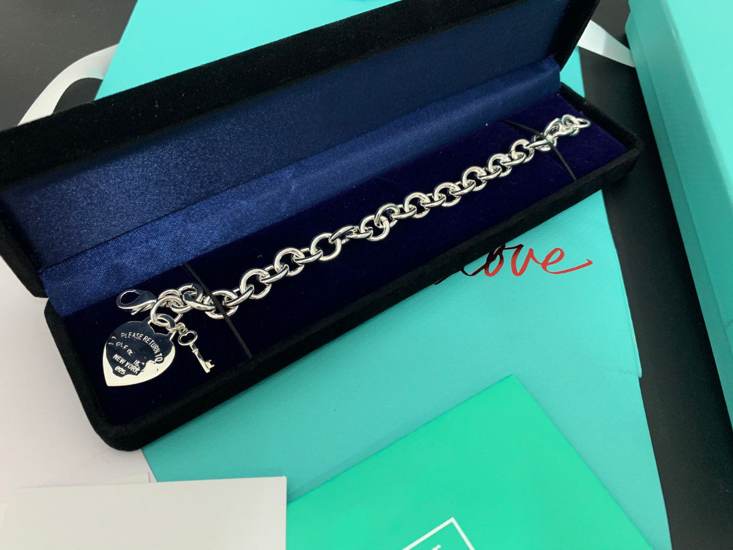 [Lumi Jewelry]KEY HEART CARD CHUNKY INTERLOCKING BRACELET LENGTH
