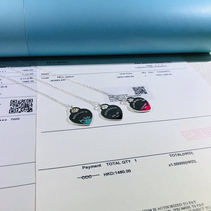 [Lumi Jewelry]COLOUR HEART SPLASH TAG NECKLACE