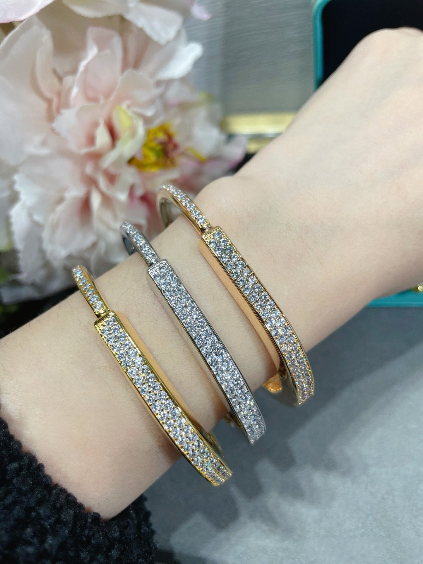 [Lumi Jewelry]LOCK BRACELET DIAMOND PAVED