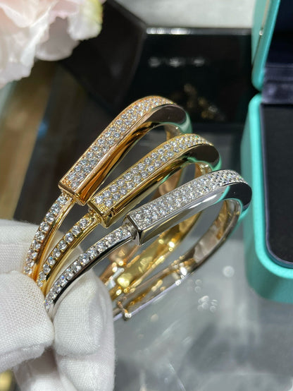 [Lumi Jewelry]LOCK BRACELET DIAMOND PAVED