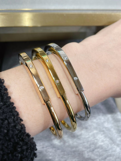 [Lumi Jewelry]LOCK BRACELET 8 DIAMOND