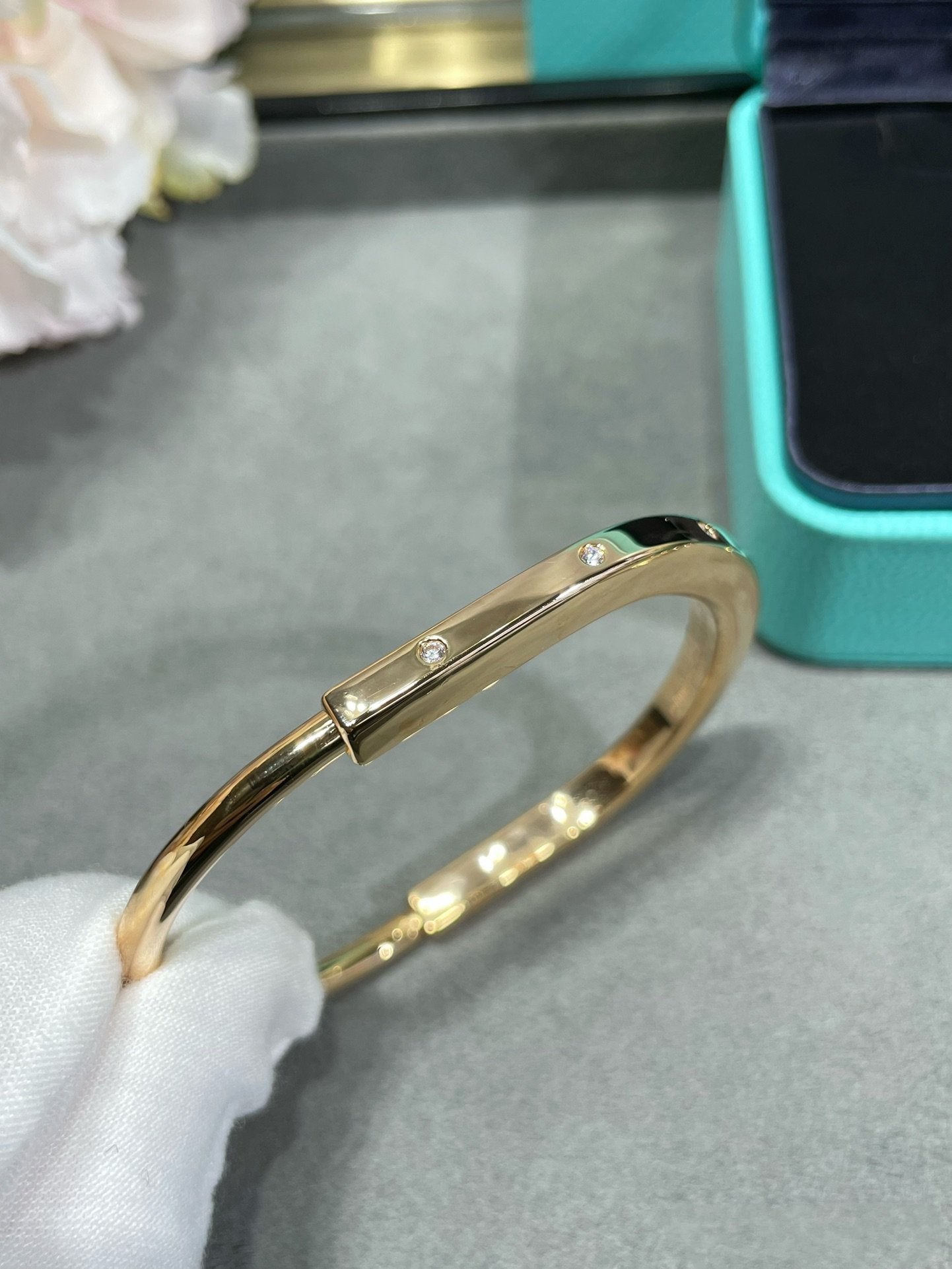 [Lumi Jewelry]LOCK BRACELET 8 DIAMOND