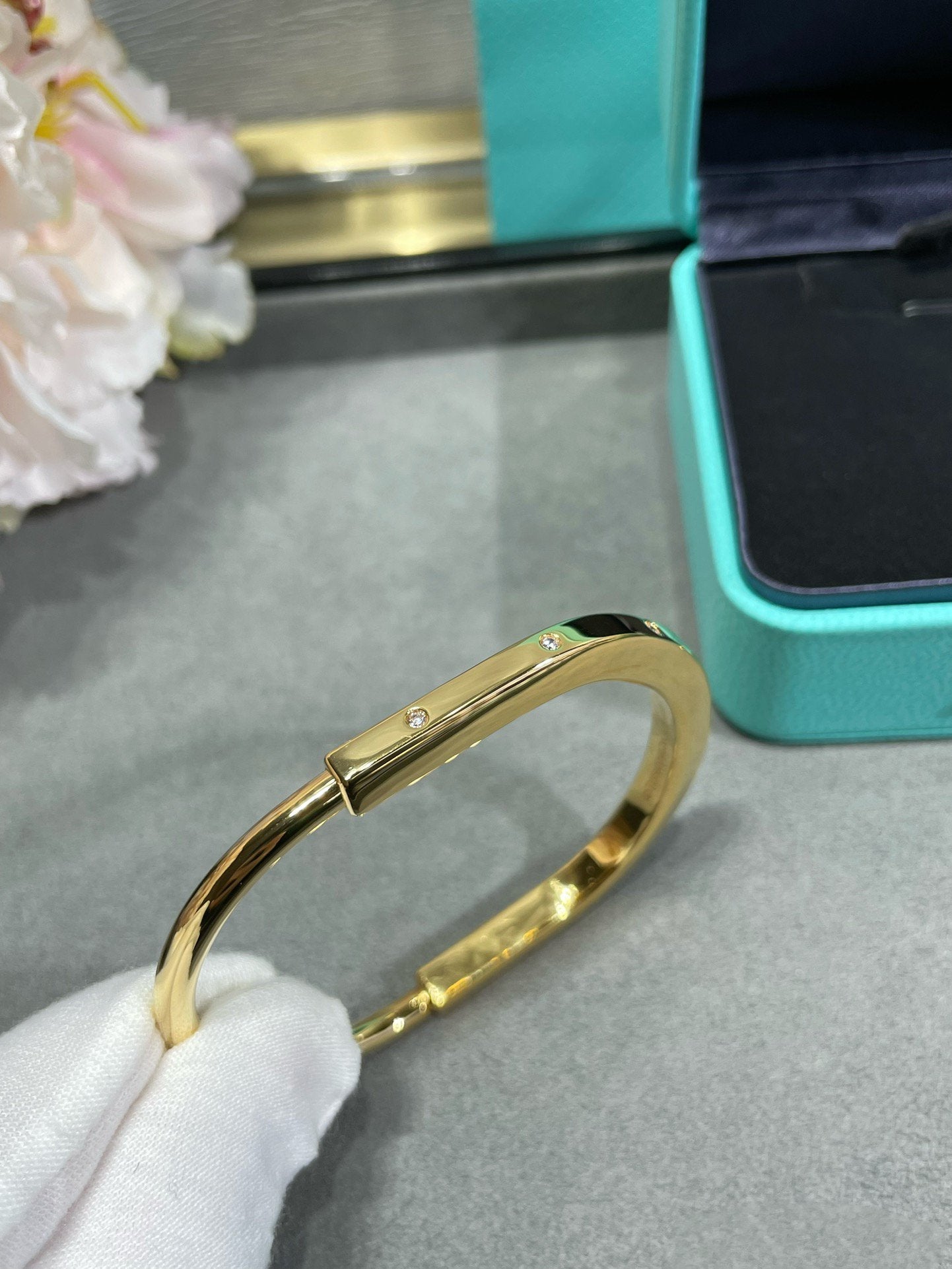 [Lumi Jewelry]LOCK BRACELET 8 DIAMOND