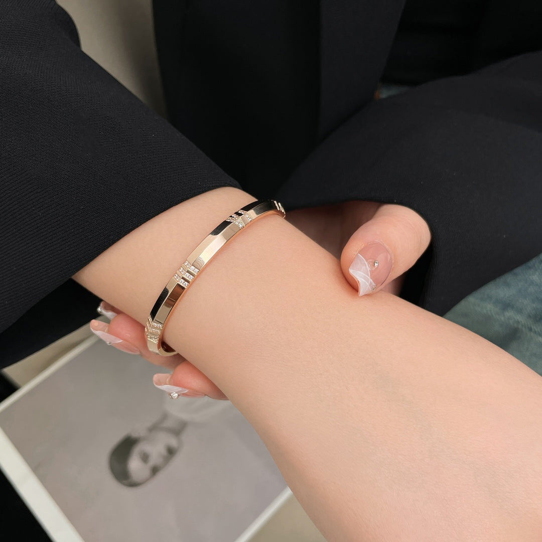 [Lumi Jewelry]ATLAS BRACELET 6MM DIAMOND PINK GOLD