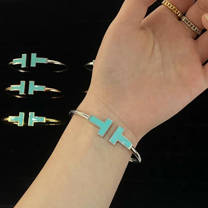 [Lumi Jewelry]T WIDE TURQUOISE OPEN BRACELET