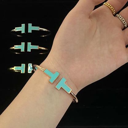 [Lumi Jewelry]T WIDE TURQUOISE OPEN BRACELET