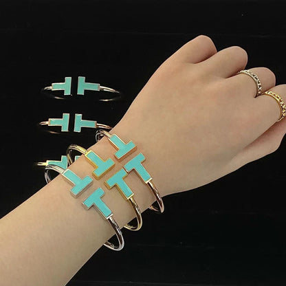 [Lumi Jewelry]T WIDE TURQUOISE OPEN BRACELET